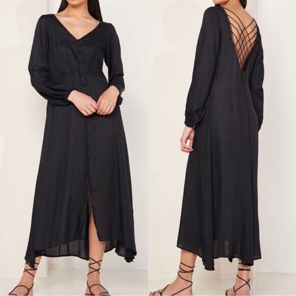 Free People‎ Later Days Maxi Dress Size 2 in Black NEW - Picture 1 of 10